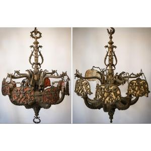 Antoni Gaudi Influenced - Magnificent Bronze Or Brass Candelabras