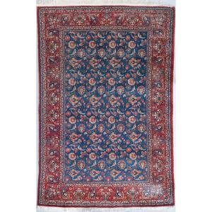 Tapis Mashhad Avec Fleurs Et Oiseaux - Grand - Vintage