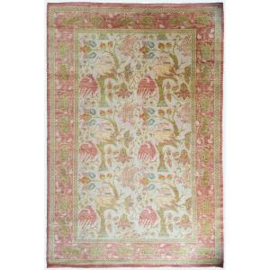 Grand Tapis Espagnol Vintage Tissé à La Main Avec Créatures Exotiques