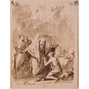 Antique Sketch In Sepia - 18th Century