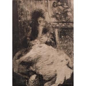 Disciple De Pierre Bonnard - Dame Couseuse