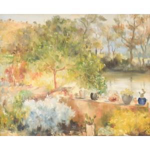 Rafael Sarabia Benitez (espagnol, Né En 1908) - Jardin d'été Impressionniste