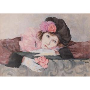 Portrait d'Une Dame à La Rose - Dans Le Goût De Manet