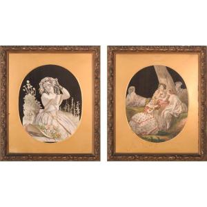 Pair - Embossed Victorian Collages