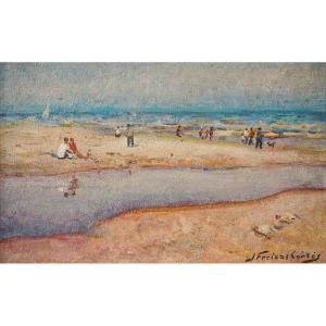 Post Impressionist - Framed Beach Scene - Jordi Freixas Cortes