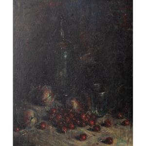 Nature Morte Atmosphérique étude à l'Huile - Signée Et Inscrite Au Dos