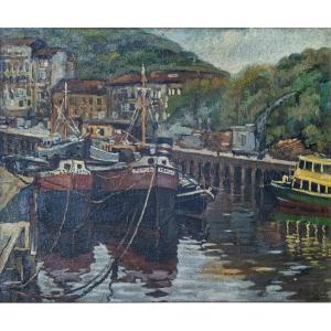 Peinture Impressionniste - Scène Portuaire