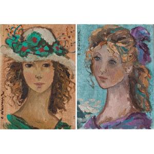 Two Portraits - Young Ladies