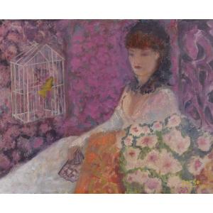 Pierre Bonnard - Suiveur - Portrait De Femme à La Cage à Oiseaux