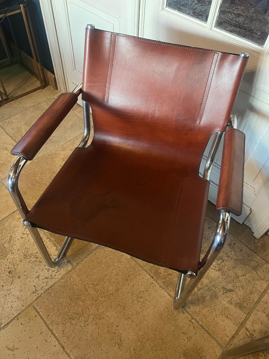 Vintage Bauhaus Leather Visitor Chairs By Matteo Grassi-photo-3