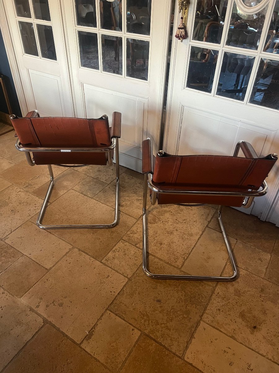 Vintage Bauhaus Leather Visitor Chairs By Matteo Grassi-photo-4