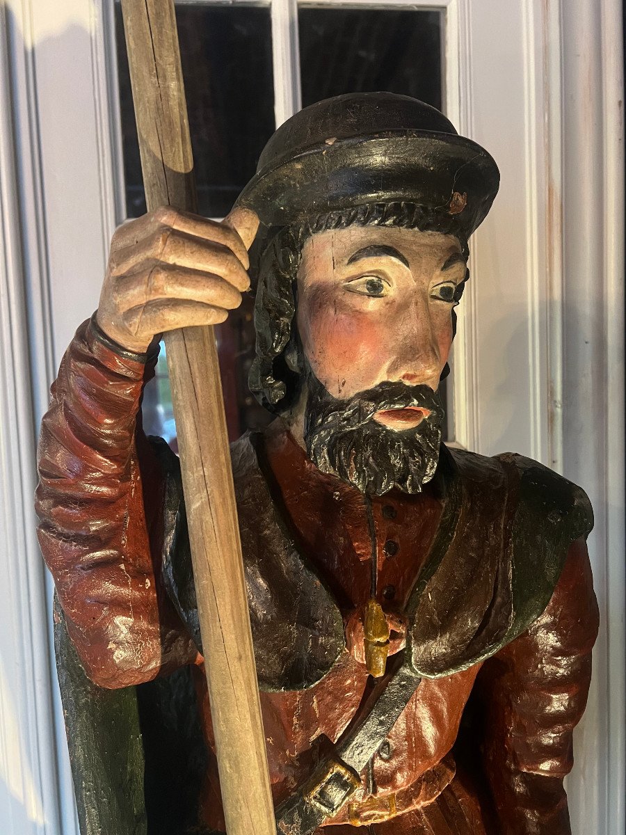 Polychrome Carved Wood St Roch 17th-photo-3