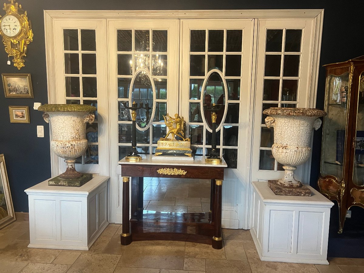 Pair Of Louis XVI Period Cast Iron Basins With Ram's Head