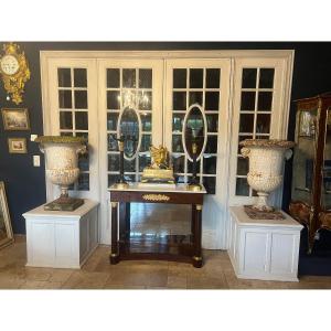 Pair Of Louis XVI Period Cast Iron Basins With Ram's Head