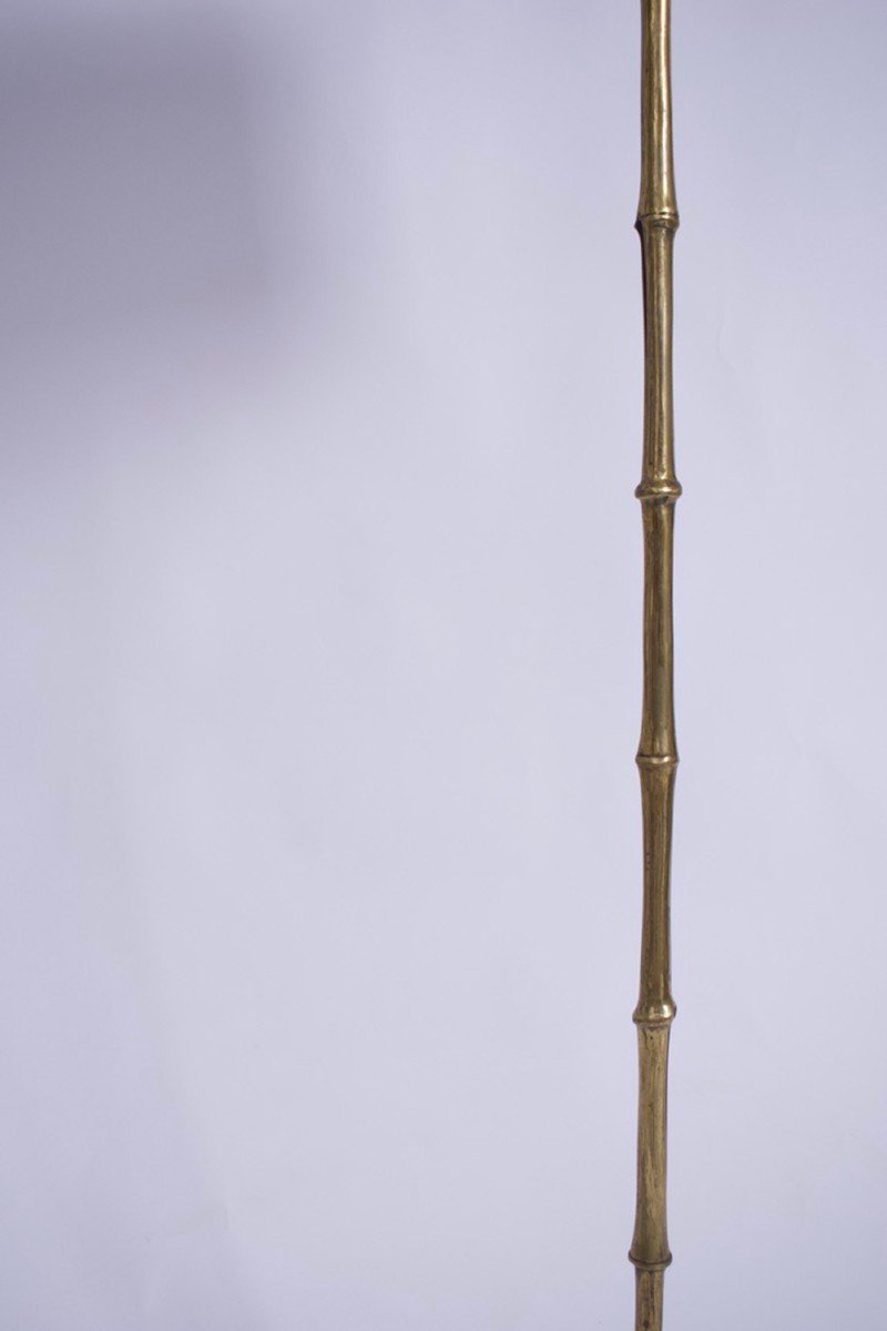 Jansen Tripod Floor Lamp In Solid Brass Imitating Bamboo, 1960s.-photo-2