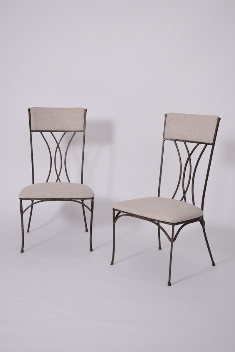 Pair Of Neoclassical Iron Armchairs, 1960s.