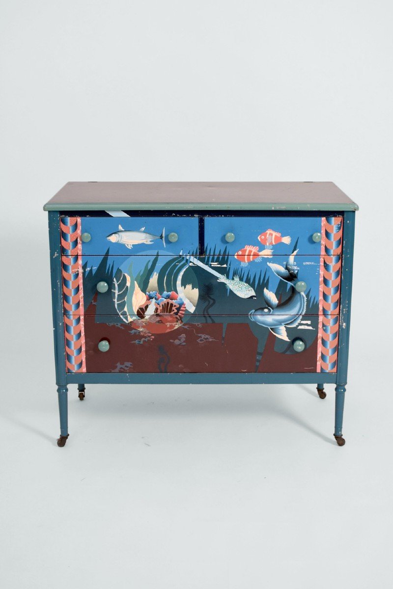 Painted Sheet Metal Chest Of Drawers, 1960s.