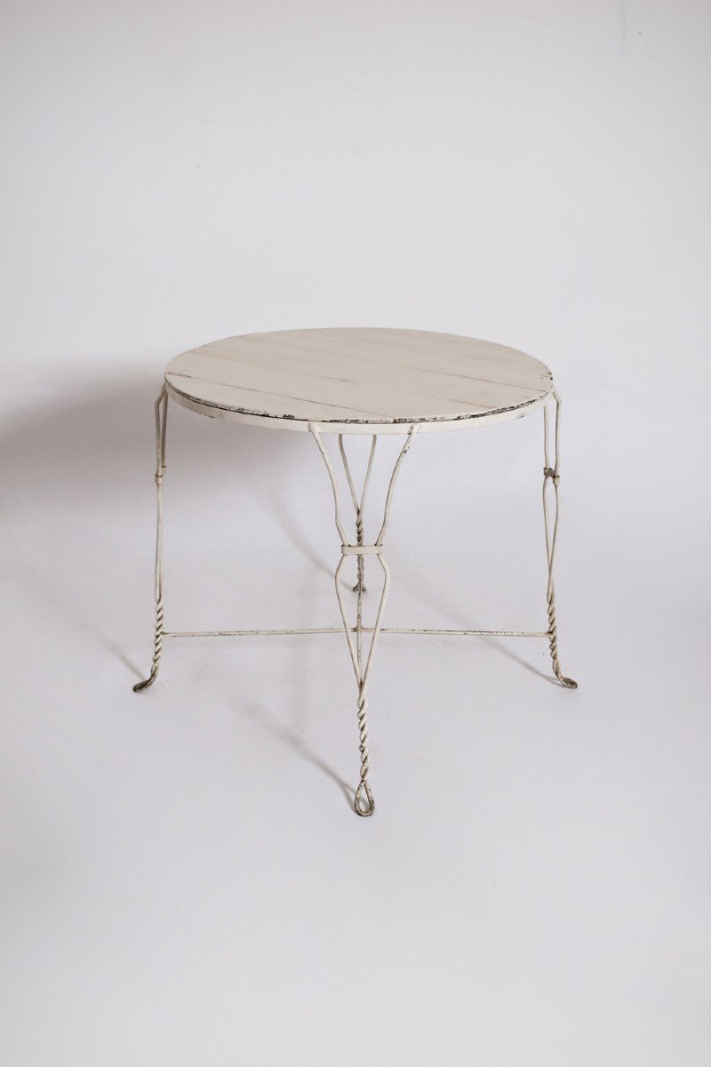 Round Wrought Iron Garden Dining Table, 1920.-photo-4