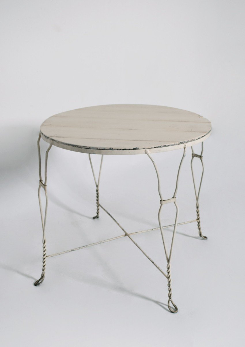 Round Wrought Iron Garden Dining Table, 1920.