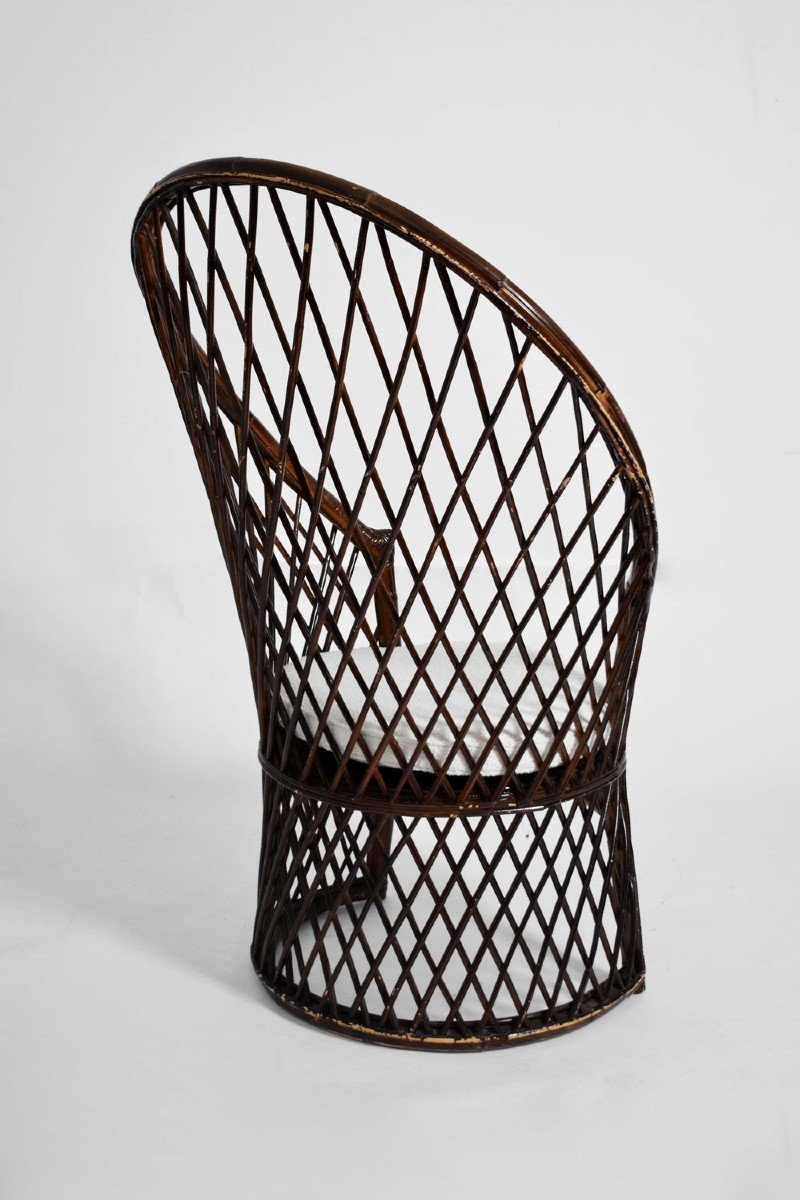 Fauteuil En Rotin Et Osier Bonacina, 1960.-photo-3