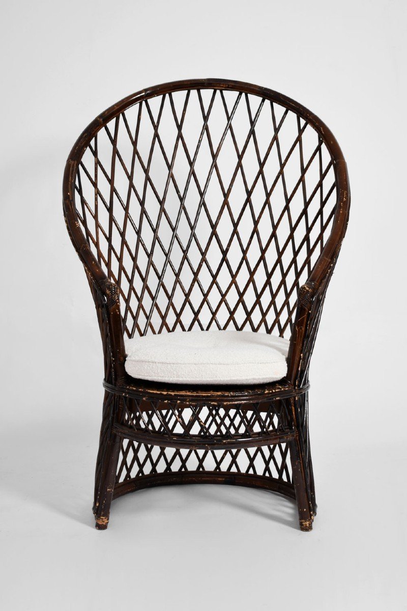 Fauteuil En Rotin Et Osier Bonacina, 1960.-photo-4