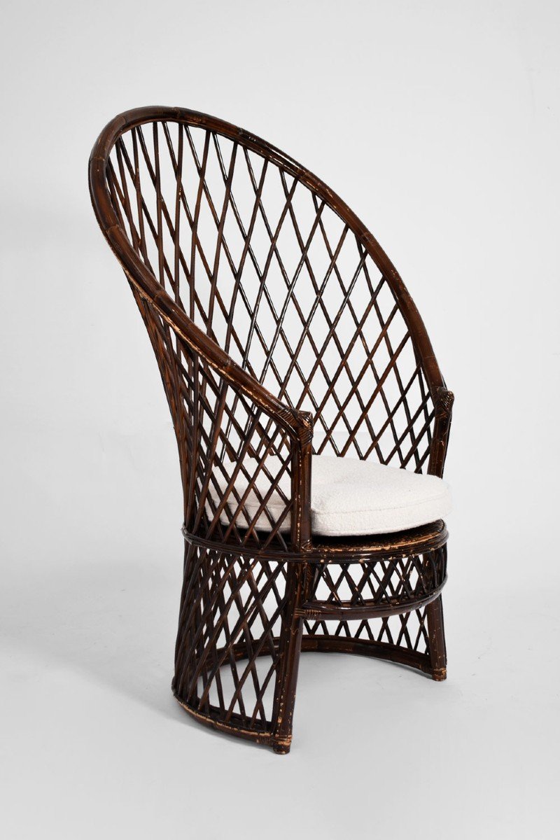 Fauteuil En Rotin Et Osier Bonacina, 1960.