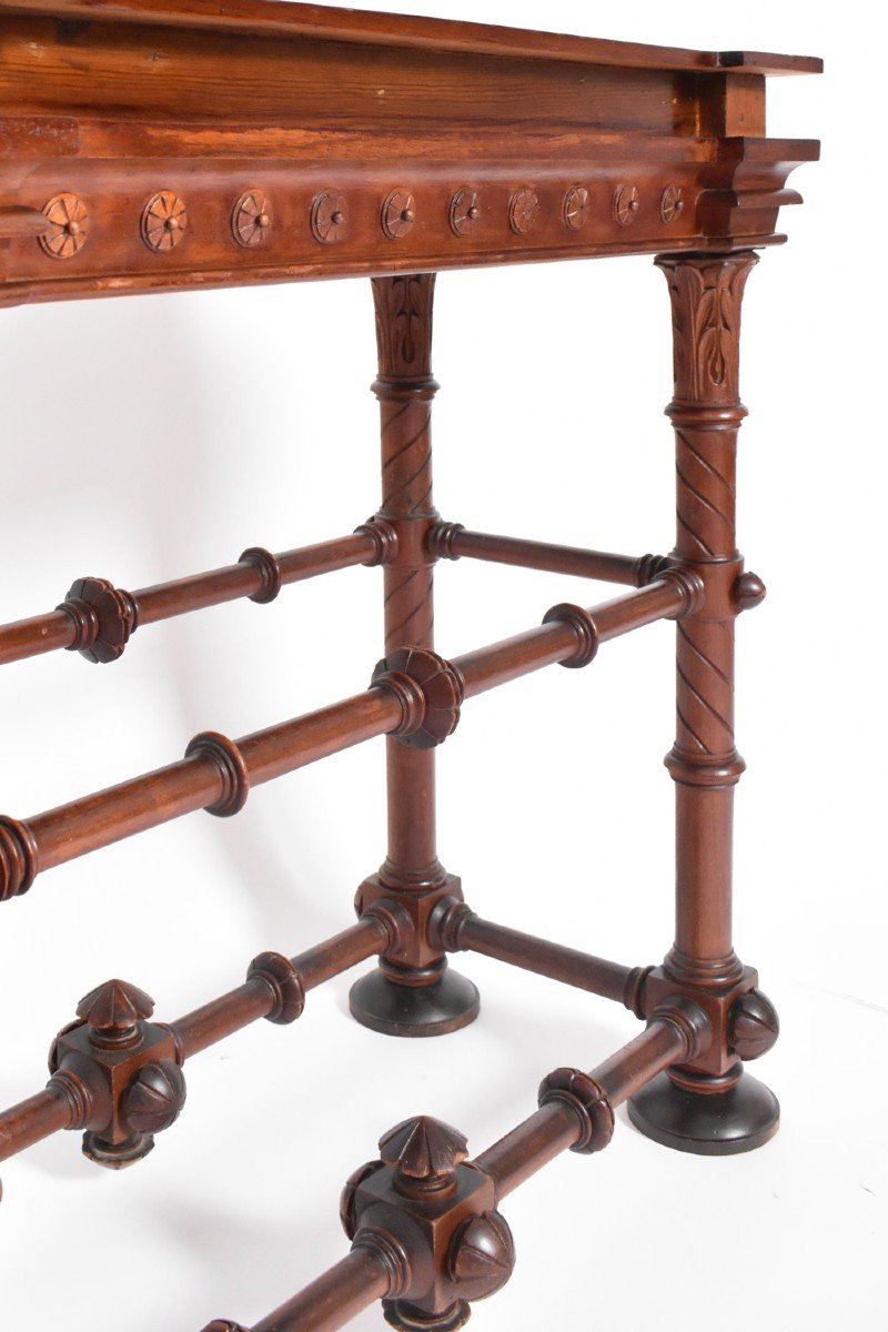 Egyptian Revival Arts & Crafts Wood Console Table, 1910s.-photo-4