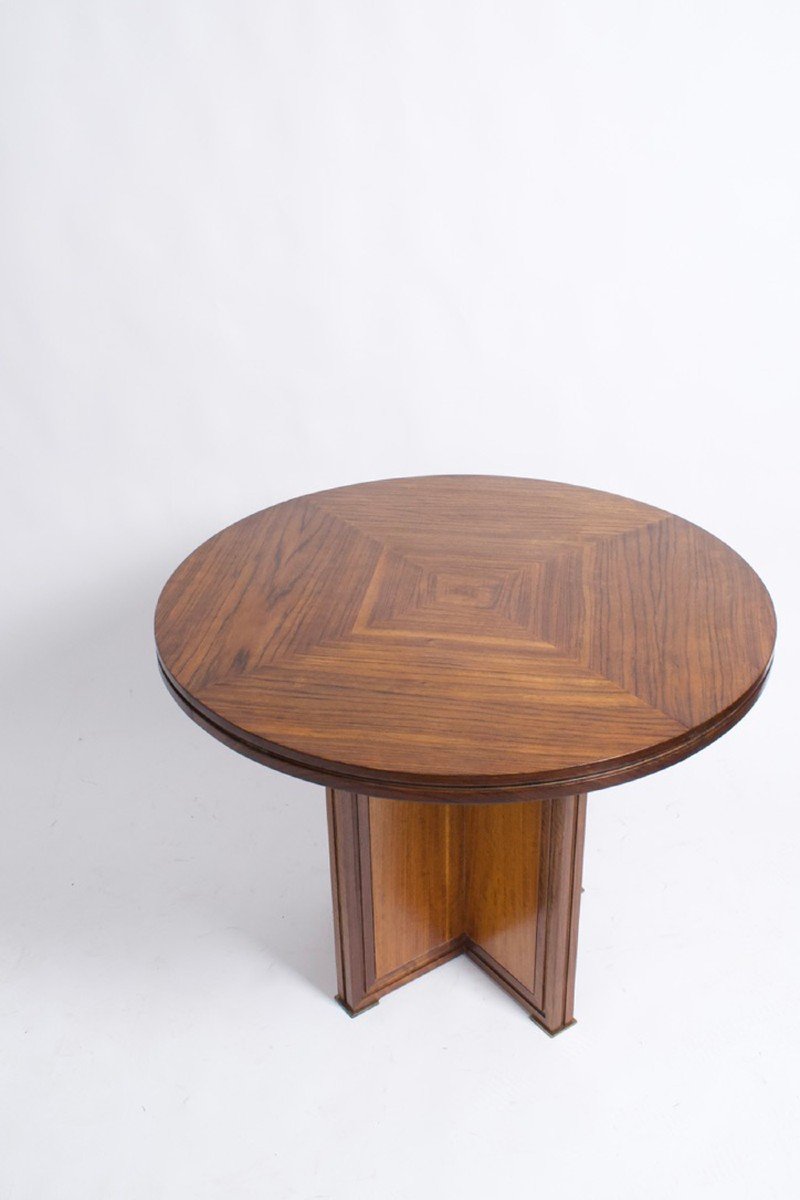 Round Wooden Table With Cross Leg, 1940s.-photo-2