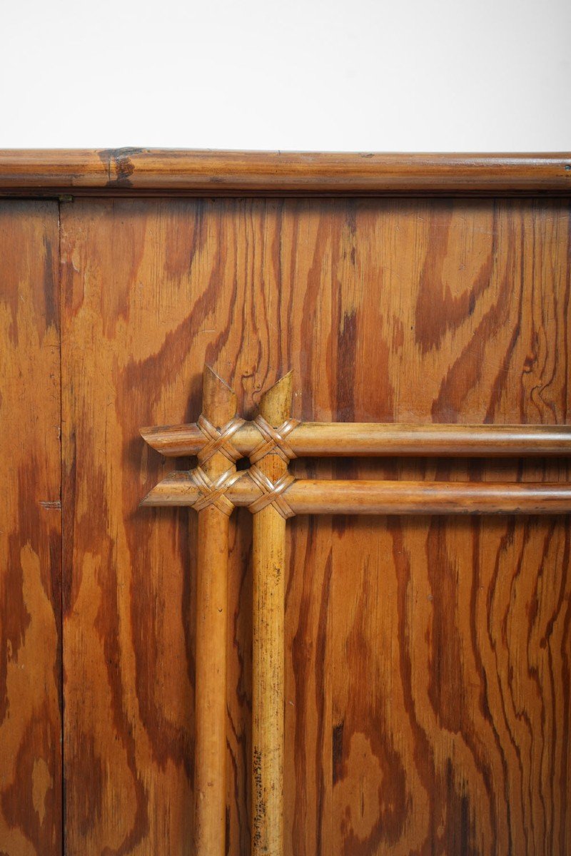 Rattan And Oak Sideboard, 1950s.-photo-3