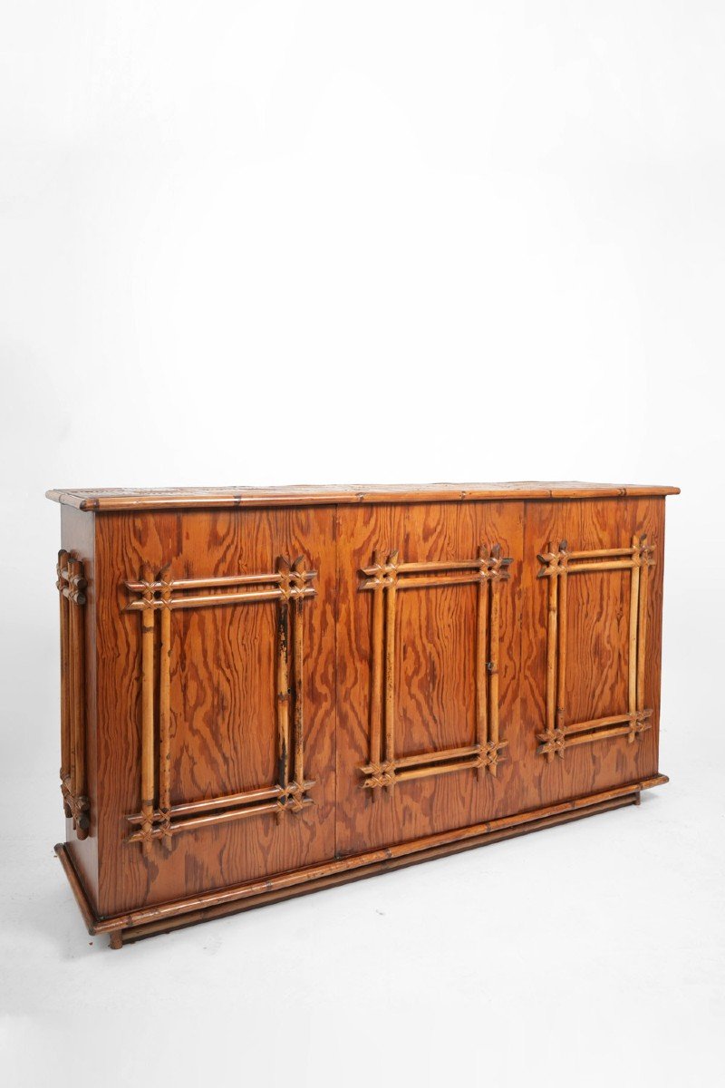 Rattan And Oak Sideboard, 1950s.