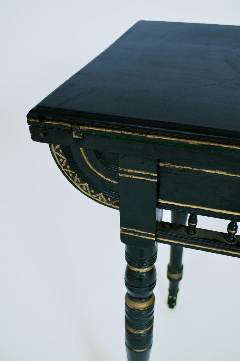 Arts & Crafts Ebonised Wood Games Table, In The Style Of Godwin, 19th Century.-photo-3