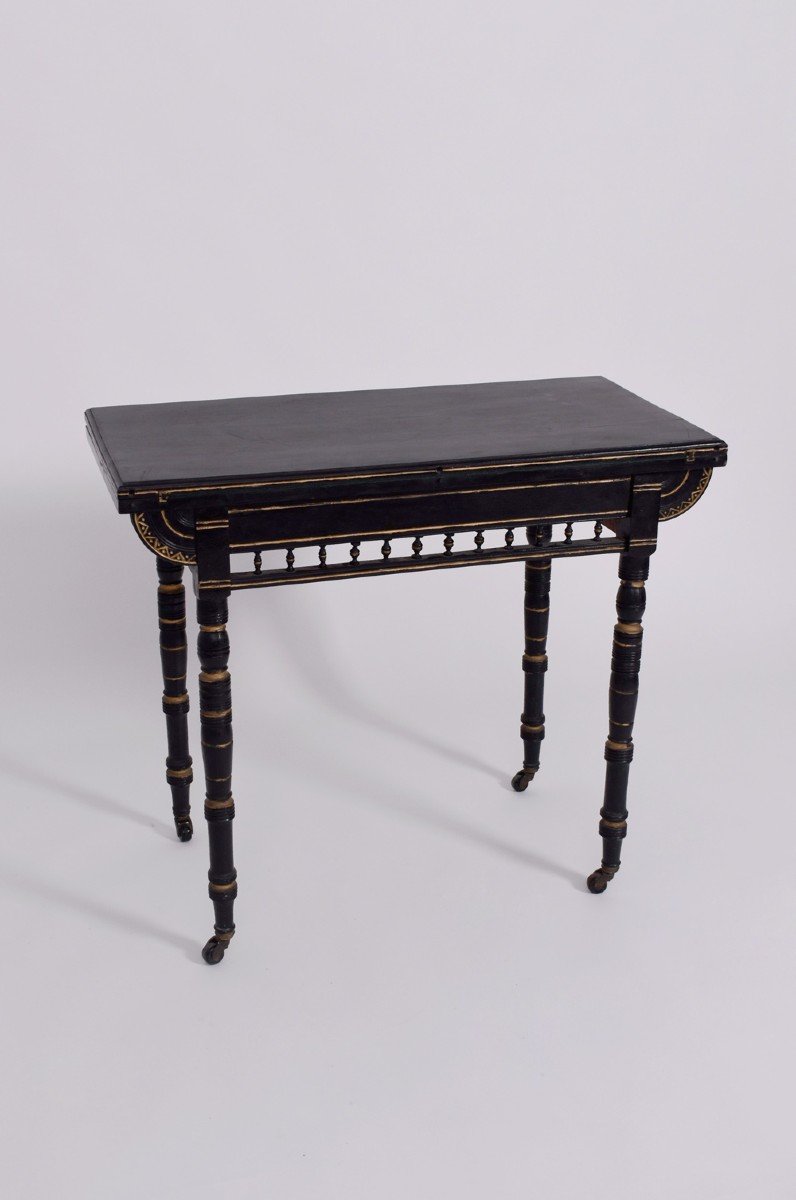 Arts & Crafts Ebonised Wood Games Table, In The Style Of Godwin, 19th Century.