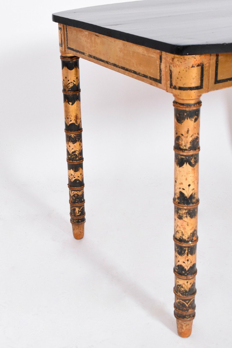 1920s Blackened And Gilded Wood Table.-photo-2