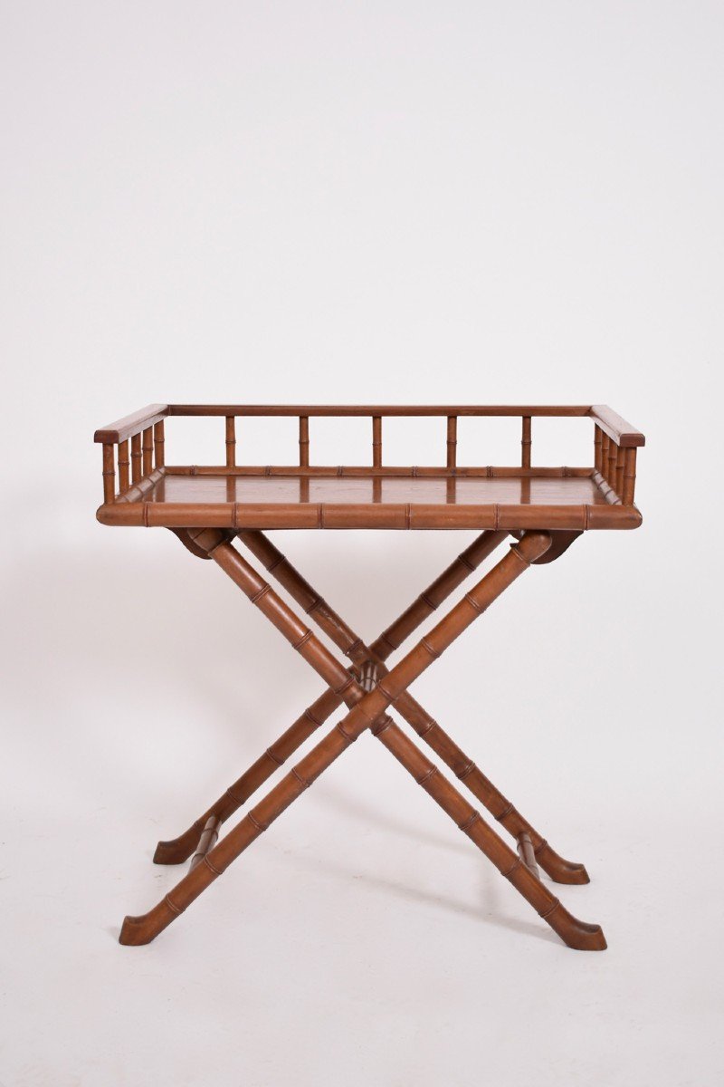 Console, Folding Table In Imitation Bamboo Wood, 1920s.-photo-2