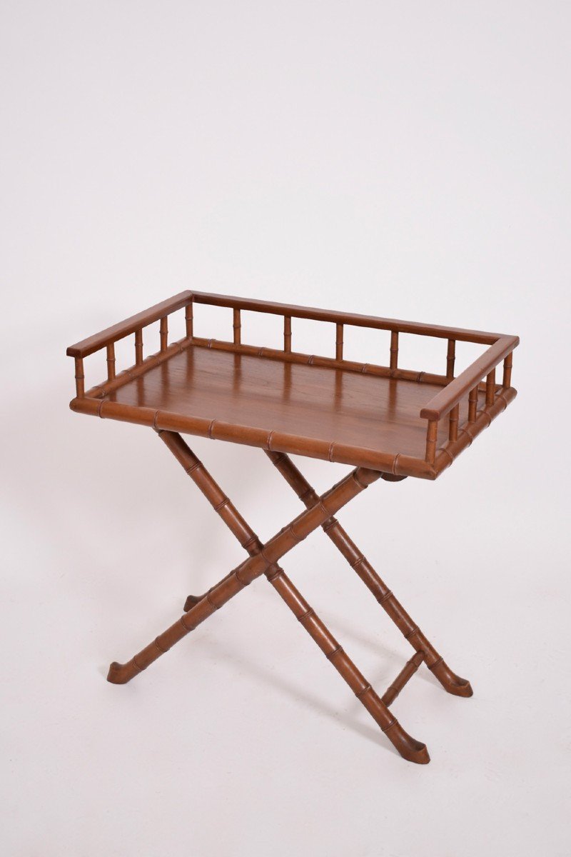 Console, Folding Table In Imitation Bamboo Wood, 1920s.-photo-4