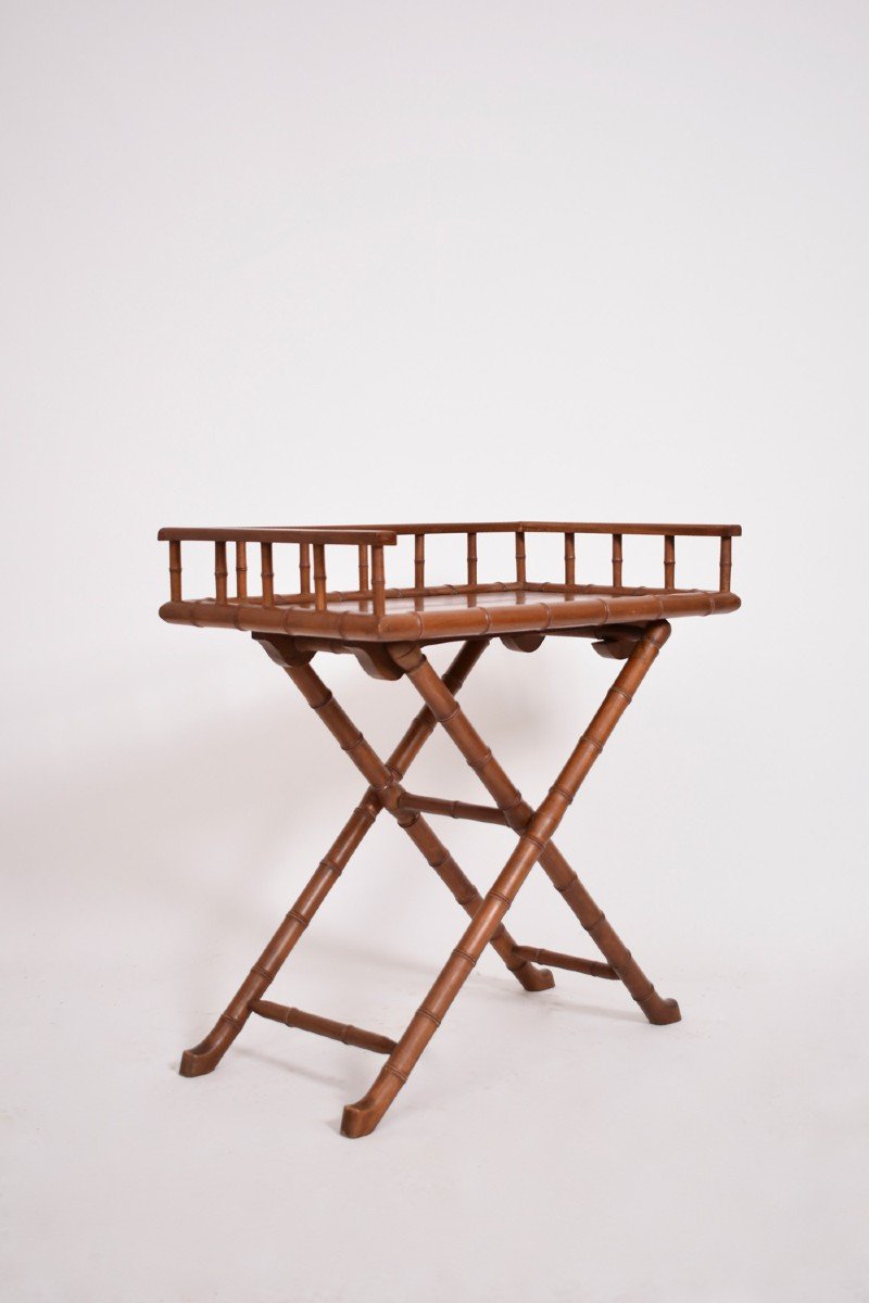 Console, Folding Table In Imitation Bamboo Wood, 1920s.