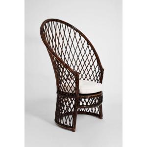 Fauteuil En Rotin Et Osier Bonacina, 1960.