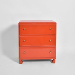 Atelier Martine Chest Of Drawers In Coral Color, 1920s.