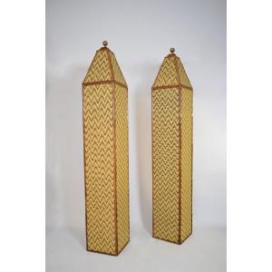 Pair Of Rattan Columns, 1970s.