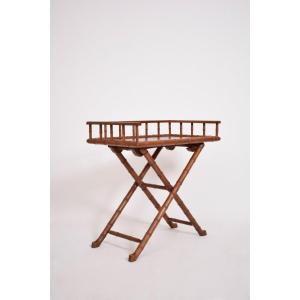 Console, Folding Table In Imitation Bamboo Wood, 1920s.