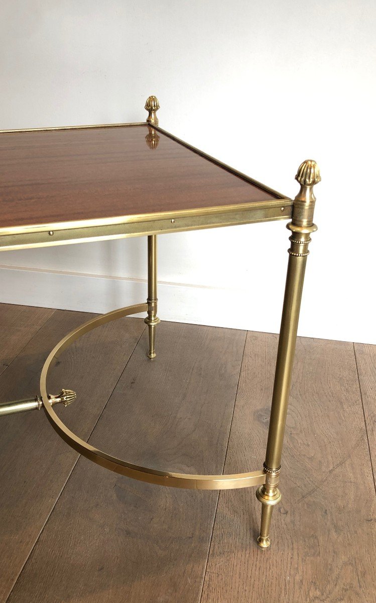 Neoclassical Style Brass Coffee With Mahogany Top Coffee Table. French Work By Maison Jansen-photo-3