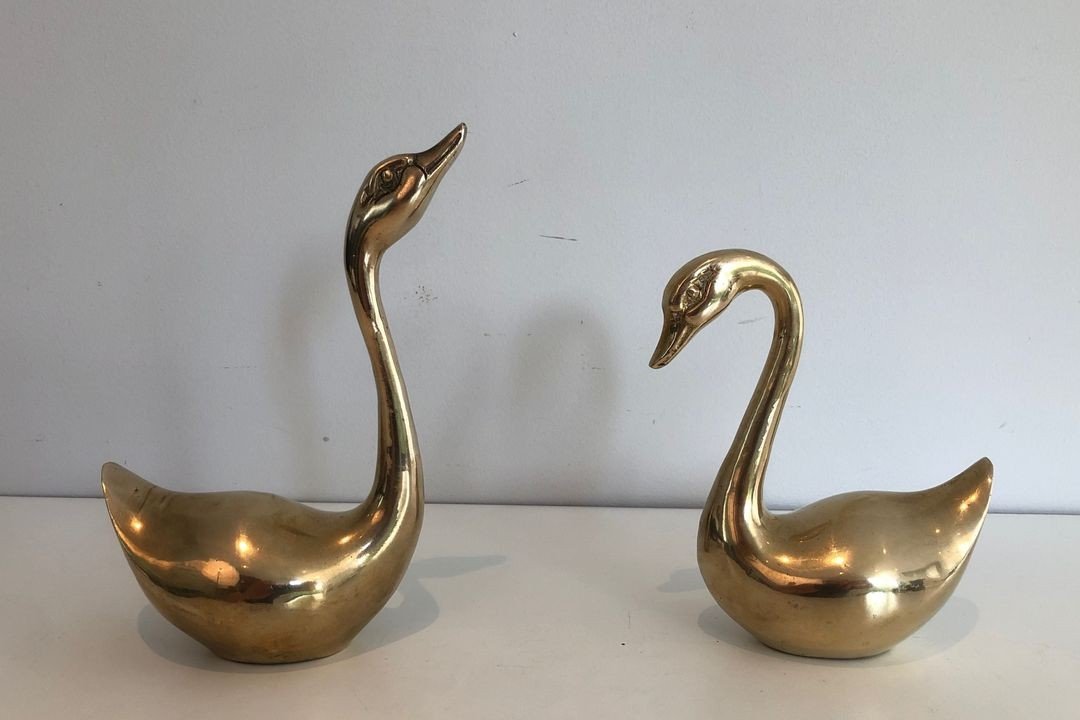 Proantic: Paire Of Brass Ducks