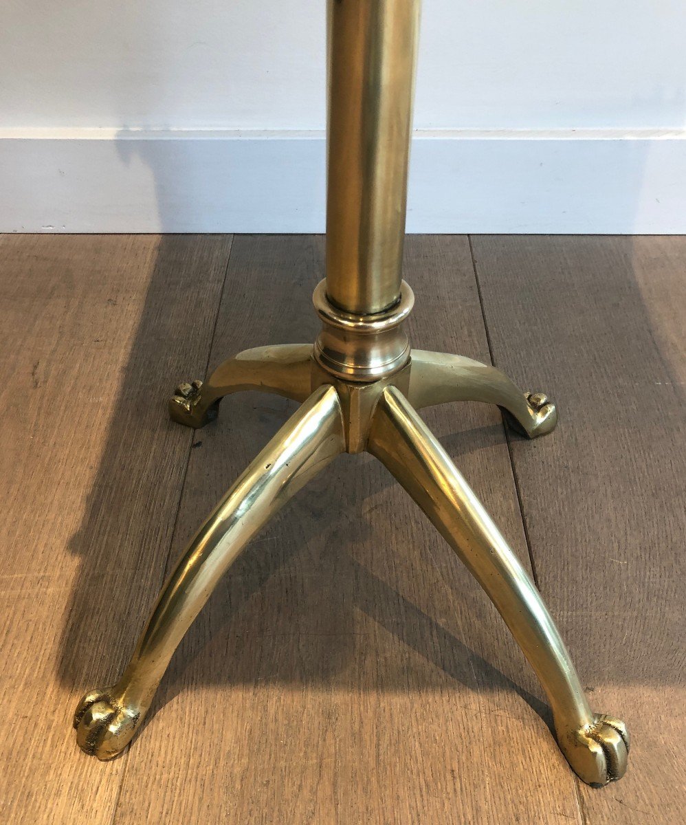 Brass And Leather Stool With Claw Feet-photo-4