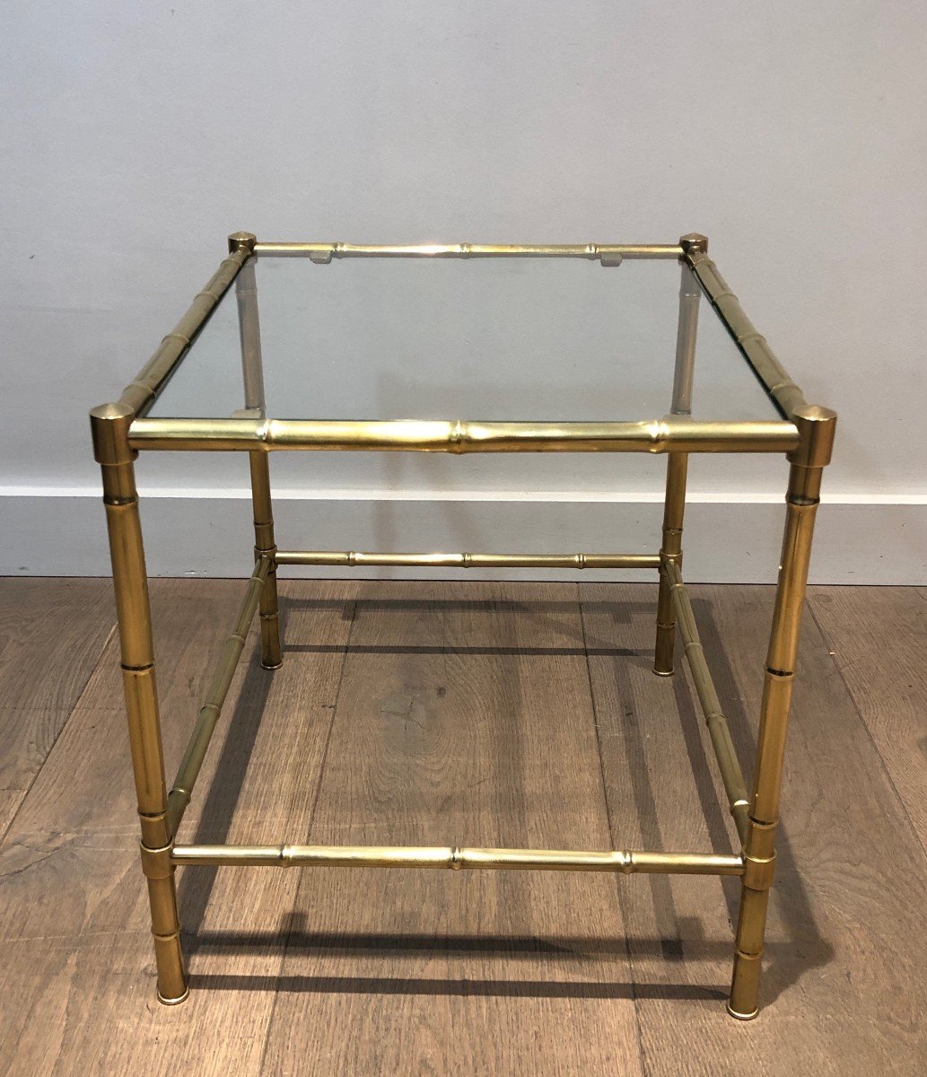 Faux-bamboo Brass Side Table In The Style Of Jacques Adnet-photo-1