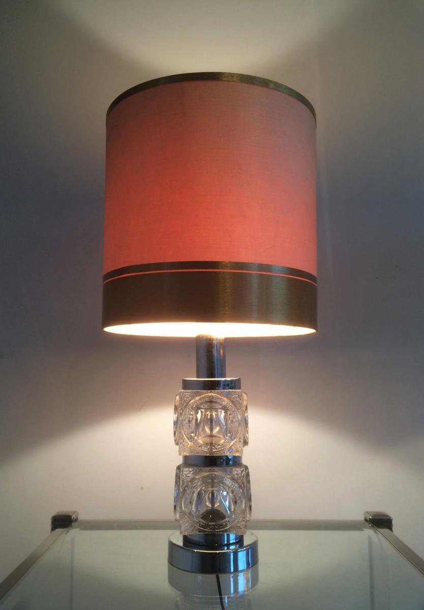 Pair Of Glass And Lamp Chome.-photo-4