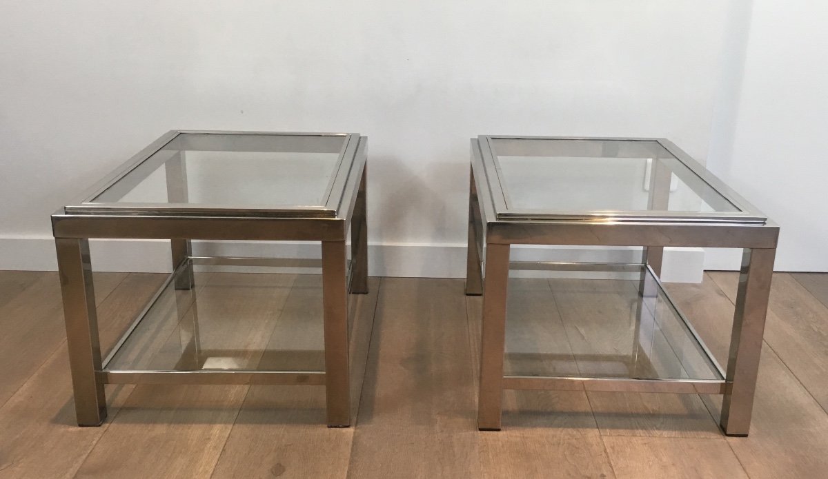 Pair Of Chrome Side Tables-photo-3