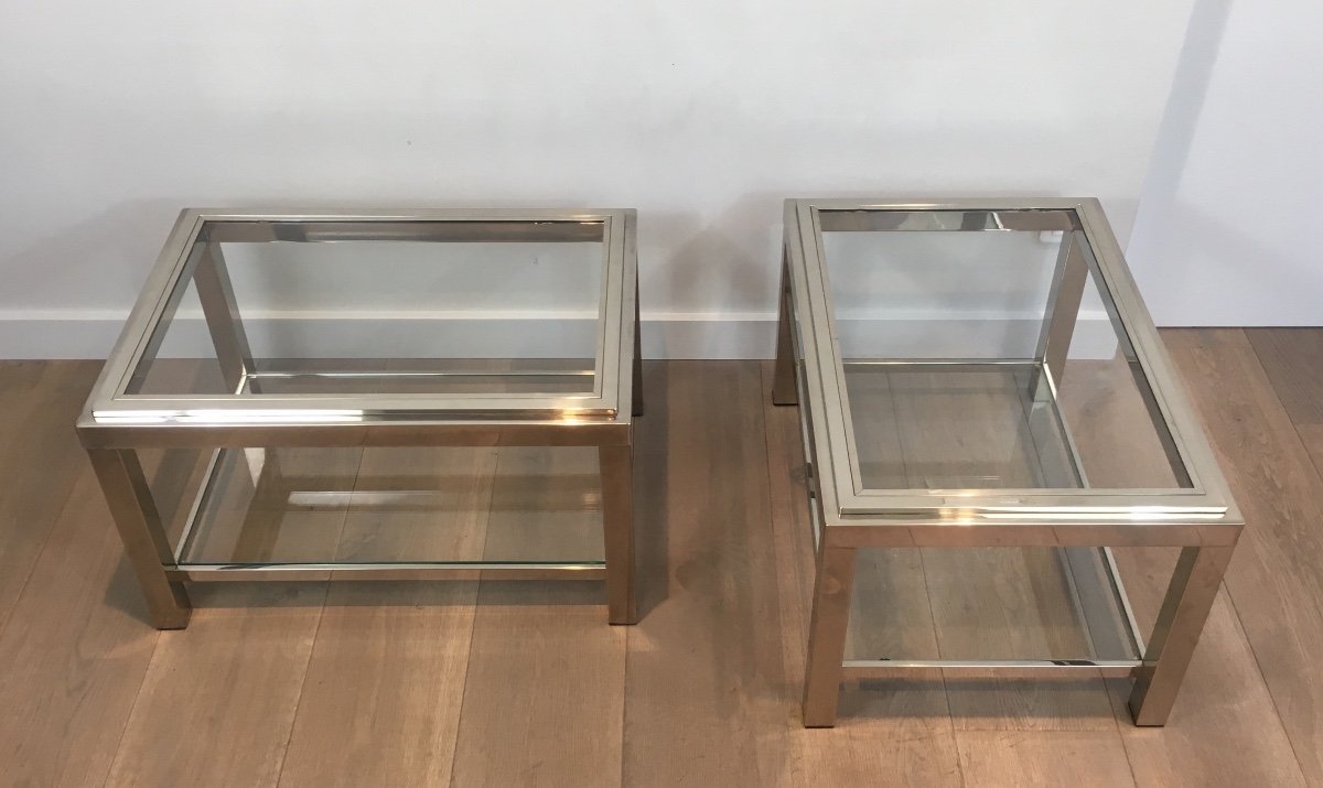 Pair Of Chrome Side Tables-photo-2