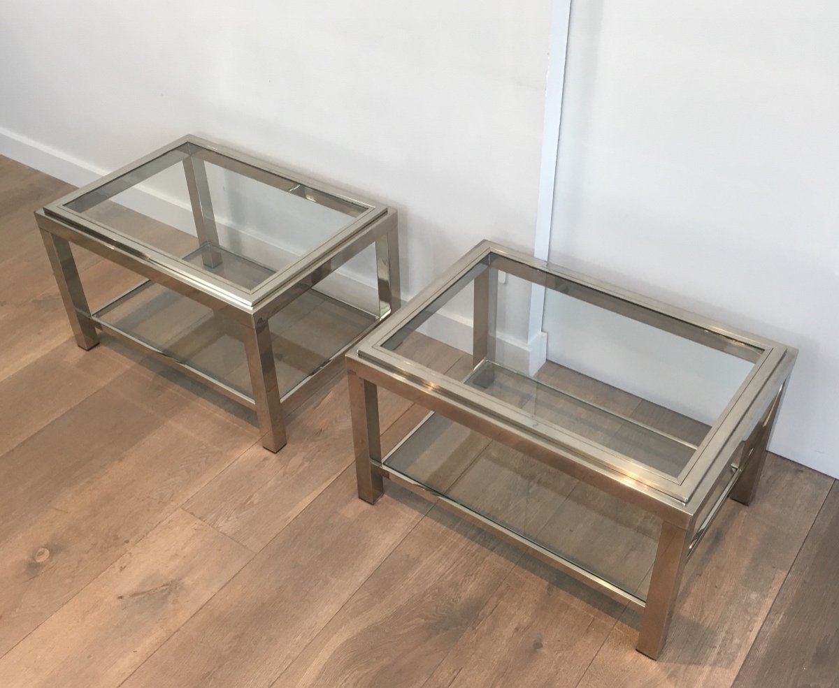 Pair Of Chrome Side Tables-photo-3