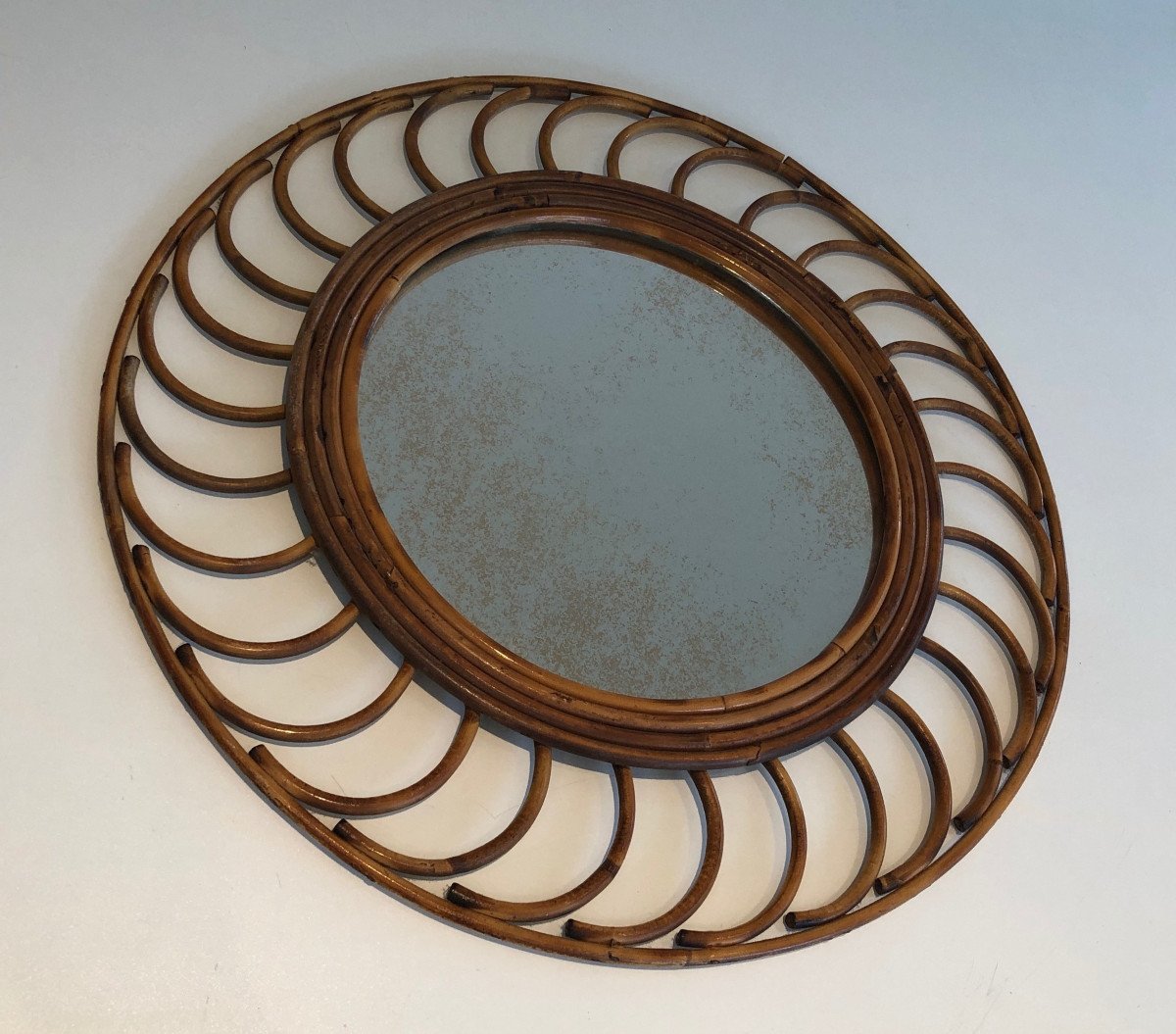 Rattan Mirror. French Work. Circa 1970-photo-4