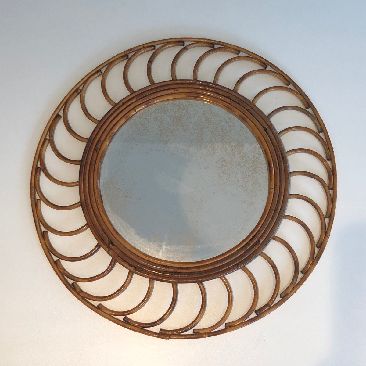 Rattan Mirror. French Work. Circa 1970-photo-8